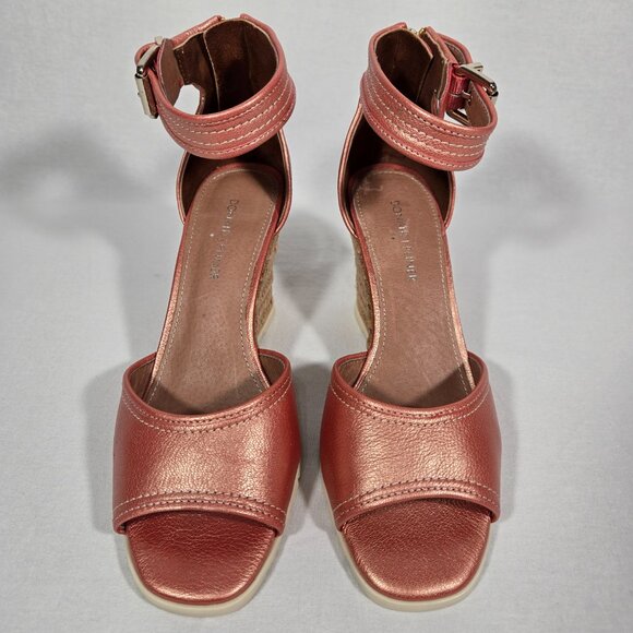 DONALD J PLINER Brook Metallic Coral Leather Ankle Espadrille Wedge Sandal 8.5 M - Picture 4 of 17